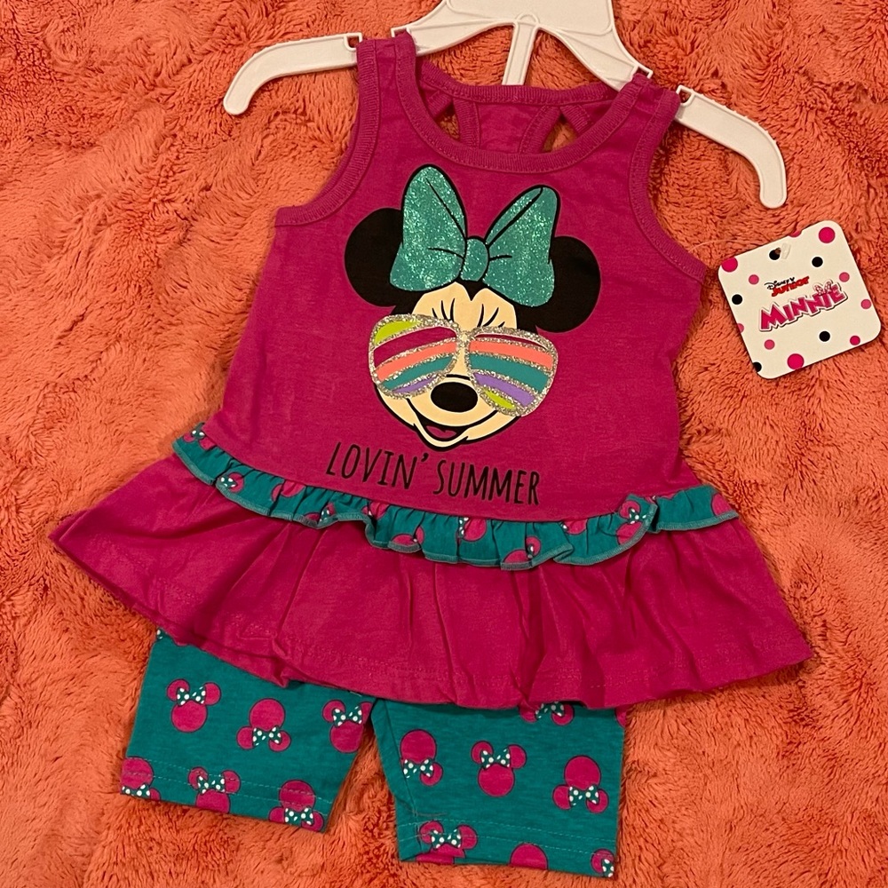 NWT - DISNEY Infant Girls 2pc Minnie Bike Short Set